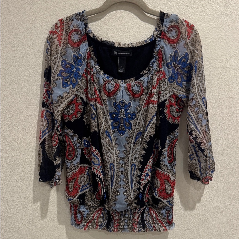 INC International Concepts Multicolor Paisley Blouse